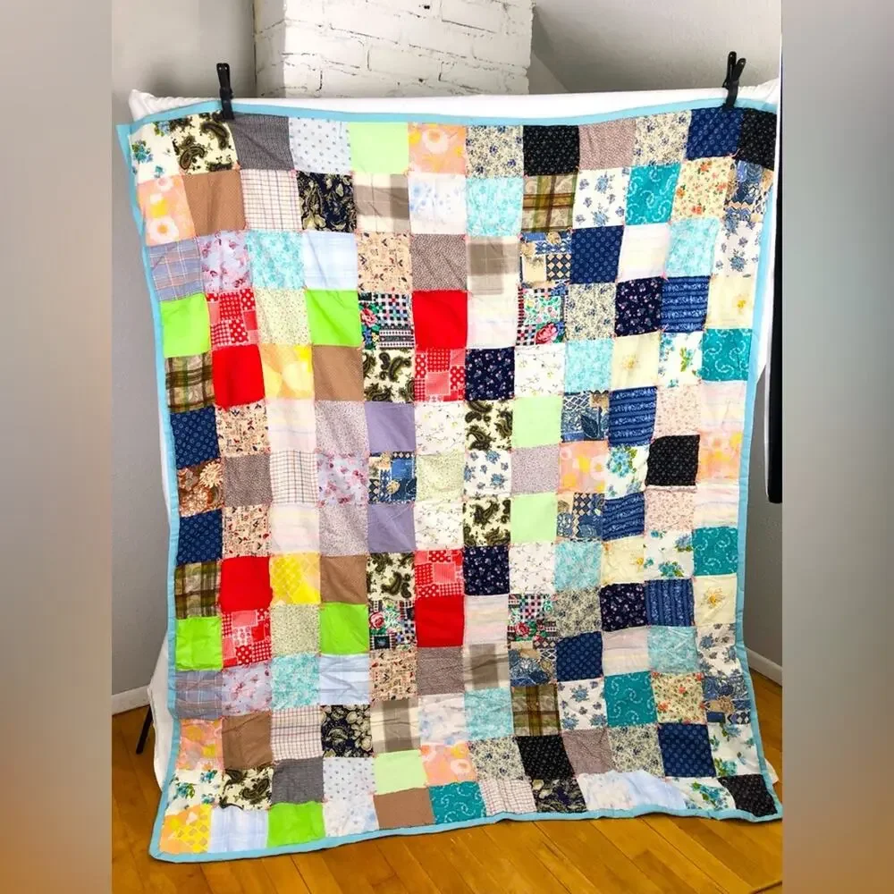 Vintage Handmade Multicolored Quilt